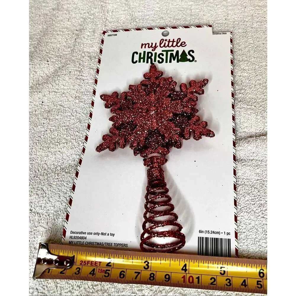 Pink Snowflake Mini Tree Topper Christmas Glitter Decor Metal Spiral New W Tags